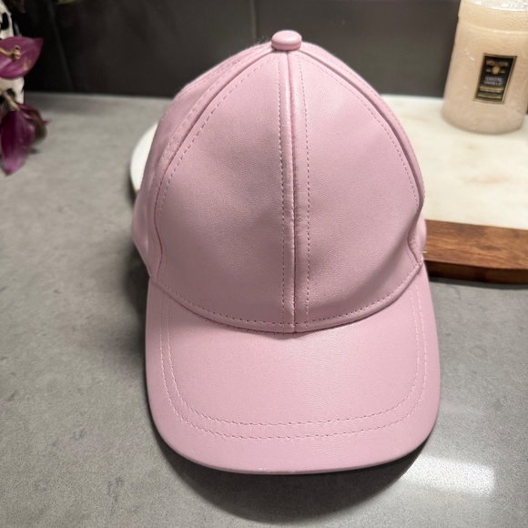Pink Faux Leather Baseball Hat - Picture 2 of 6